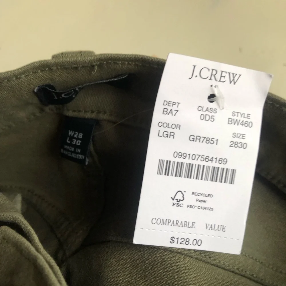 New w Tag: J Crew Straight Fit 5 Pocket Pants. Size 28